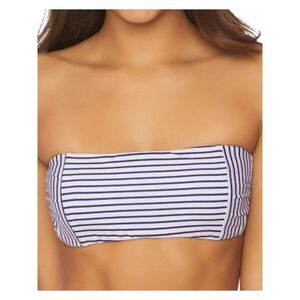 SPLENDID Women's Pink Striped Fixed Cups Swimwear Top L
